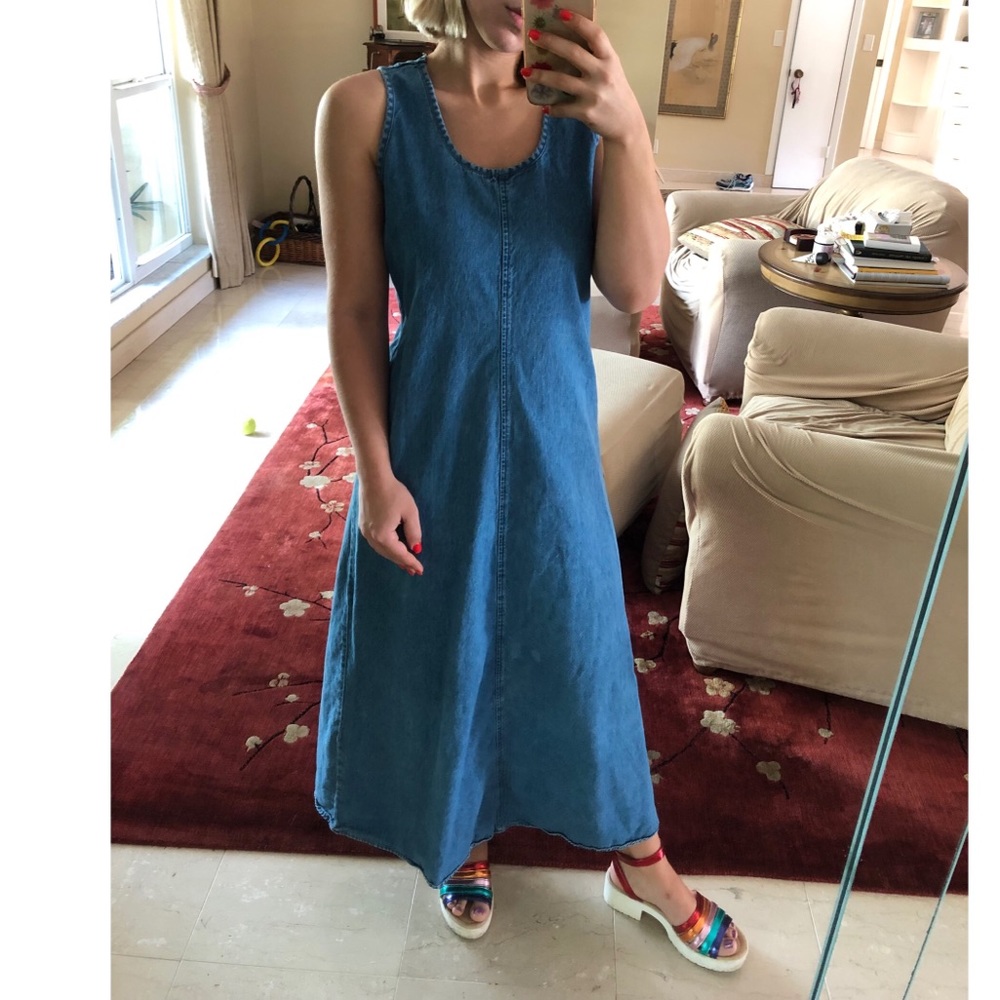 Vintage 90s Denim Maxi Dress EUC